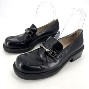 Unlisted Black Leather Loafers with Metal Bit